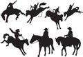 Cowboy Horse silhouette Set Royalty Free Stock Photo