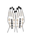 linear vector illustration of hands. Drawn magic hands Royalty Free Stock Photo