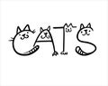 Logo cat. Handwriting Cats. Funny cartoon doodle symbol. Letters made like cats.