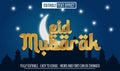 Eid Mubarak Gold editable text effect 3d style