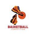 basket ball and shoes illustration vector Royalty Free Stock Photo