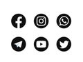 Vector popular black social media logo collection