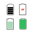 Vector illustration of batteries. Phone batteries with different level of power