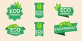 Set of eco friendly icons. Organic natural food labels. Royalty Free Stock Photo