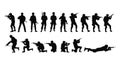 Soldier, army silhouettes. Army soldiers with gun