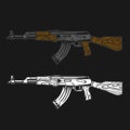 AK47 Assault Rifle Vector Drawing Royalty Free Stock Photo