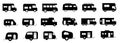 caravan, camper van, and motorhome black icons Royalty Free Stock Photo