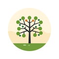 Vector Illustration Artwork imaginative orange tree with whimsical leaves on branches icon.