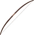 Brown wooden long bow, brown bowstring