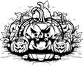 Haunted Harvest: Trendy Halloween Pumpkin Vector Royalty Free Stock Photo