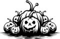 Haunted Harvest: Trendy Halloween Pumpkin Vector Royalty Free Stock Photo