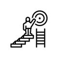 Black line icon for Reaches, attain and succeed Royalty Free Stock Photo