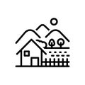 Black line icon for Rural, agriculture and cottage Royalty Free Stock Photo