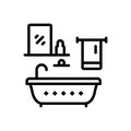 Black line icon for Bathroom, sanitary and washroom