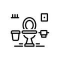 Black line icon for Toilet, tidiness and tissue paper