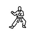 Black line icon for Judo, sport and fighter
