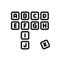 Black line icon for Scrabble, word game and blocks