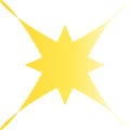 Multi-pointed yellow star on the long side