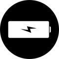 White battery, horizontal lightning in the middle, black