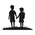 A girl and a boy are holding hands.