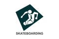 skateboarding vector line icon. playing skateboarding.