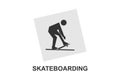 skateboarding vector line icon. playing skateboarding.