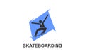 skateboarding vector line icon. playing skateboarding.