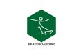 skateboarding vector line icon. playing skateboarding.