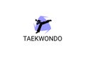 Taekwondo sport vector line icon. sportsman, fighting stance.