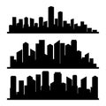 buildings silhouette icon set vector with black color and white background Royalty Free Stock Photo