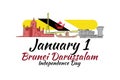 January 1, Independence day of Brunei Darussalam vector illustration.