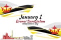 January 1, Independence day of Brunei Darussalam vector illustration.