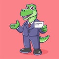 Cute T-rex dinosaur as a businessman Animal Cartoon Character Vector Illustration. Royalty Free Stock Photo