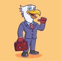 Eagle Bird as a businessman Animal Cartoon Character Vector Illustration. Royalty Free Stock Photo