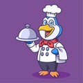 Cute Penguin as a Chef Animal Cartoon Character Vector Illustration.