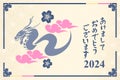 Translation: Happy New Year, 2024. Happy Japanese New Year or Sh?gatsu. Year of the Dragon vector illustration.
