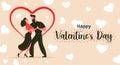 Happy Valentines day - couple man and woman dancing on hearts for valentines day greetings Royalty Free Stock Photo