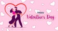 Happy Valentines day - couple man and woman dancing on hearts for valentines day greeting card Royalty Free Stock Photo