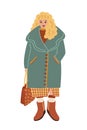 flat vector winter fashion woman illustration female cartoon character fashionable clothes winter fashion illustration