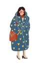 Mobileflat vector winter fashion woman illustration female cartoon character fashionable clothes girl winter fashion