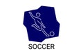 Soccer or football sport vector line icon. sportman, playing football.