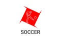 Soccer or football sport vector line icon. sportman, playing football.