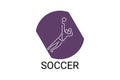 Soccer or football sport vector line icon. sportman, playing football.