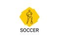 Soccer or football sport vector line icon. sportman, playing football.