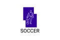 Soccer or football sport vector line icon. sportman, playing football.