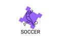 Soccer or football sport vector line icon. sportman, playing football.