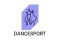 dancesport sport vector line icon. a couple of dancers are dancing in the ballroom Royalty Free Stock Photo