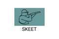 skeet sport vector line icon. an athlete posing for a shot.