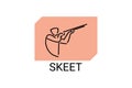 skeet sport vector line icon. an athlete posing for a shot.