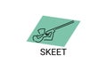 skeet sport vector line icon. an athlete posing for a shot.